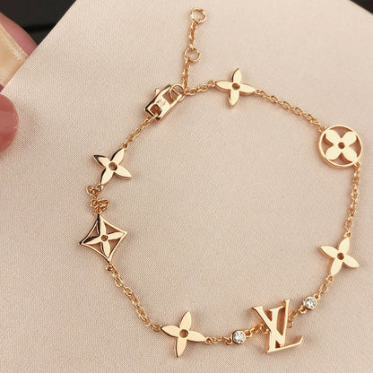 [Eternal Jewelry]STAR AND SUN 7 MOTIFS GOLD BRACELET