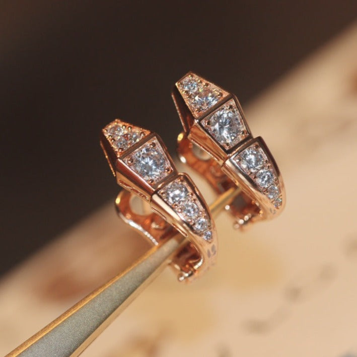 [Eternal Jewelry]SERPENT PINK GOLD DIAMOND EARRINGS