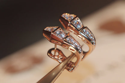 [Eternal Jewelry]SERPENT PINK GOLD DIAMOND EARRINGS