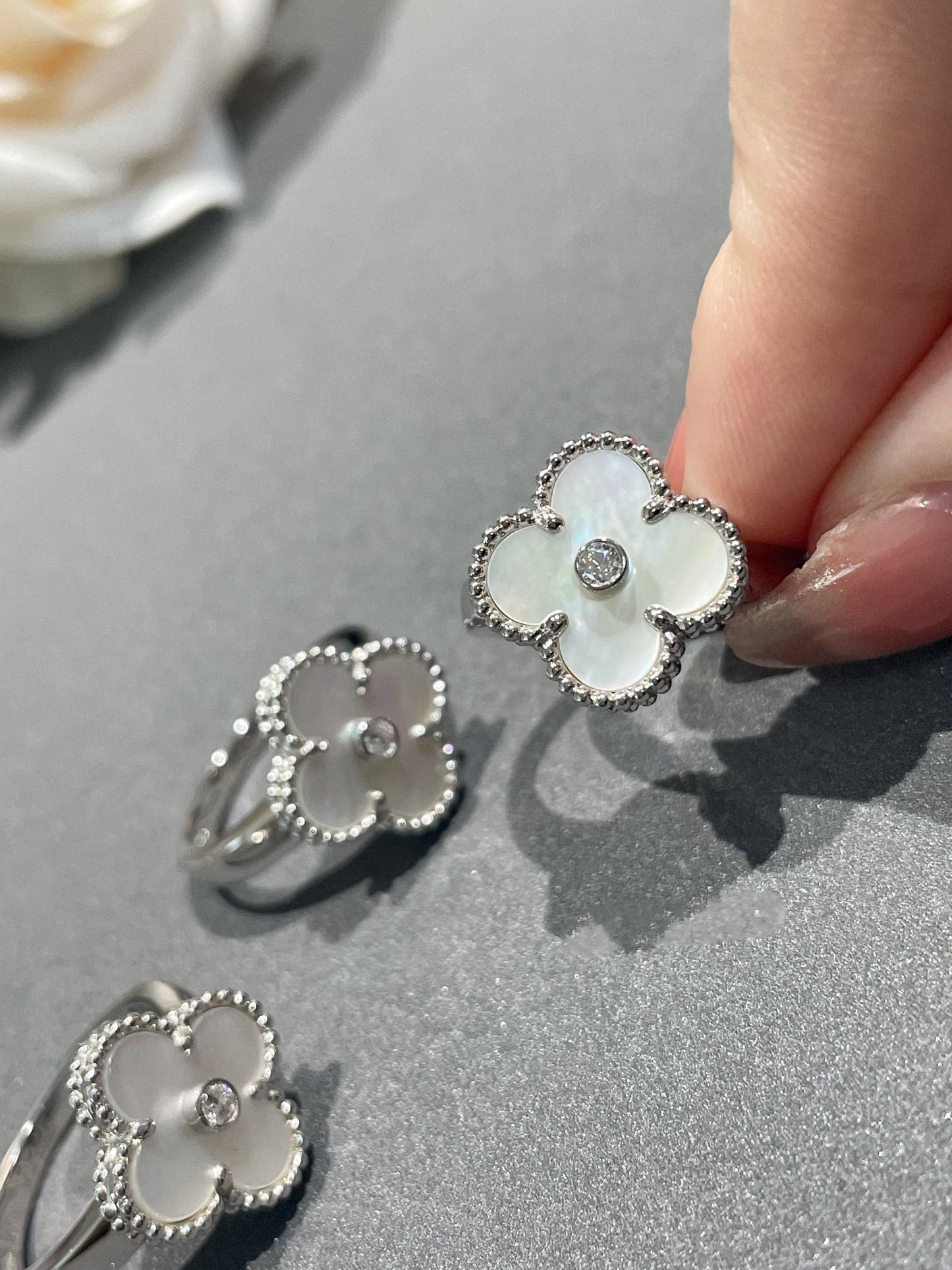 [Eternal Jewelry]CLOVER SILVER MOP DIAMOND RING