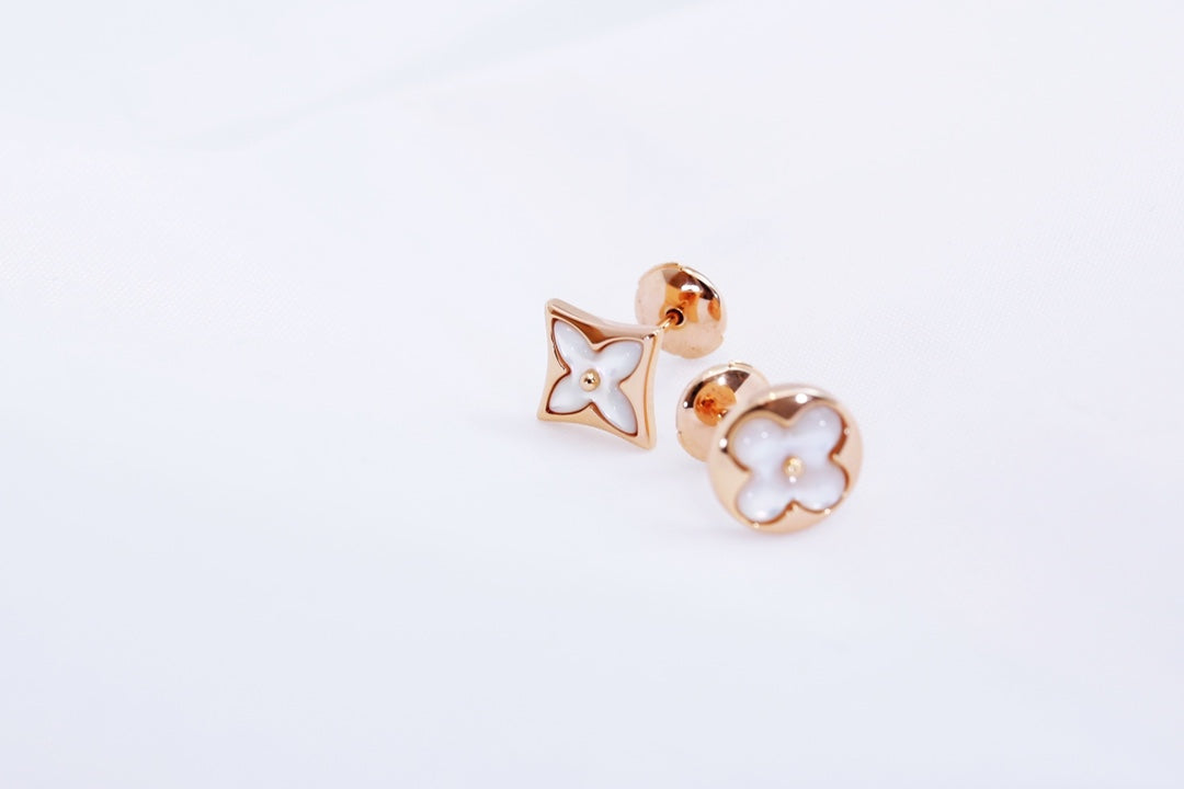 [Eternal Jewelry]STAR AND SUN PINK GOLD MOP STUD EARRINGS