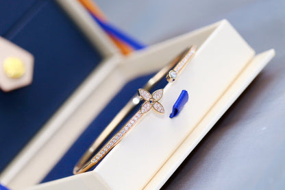 [Eternal Jewelry]IDYLLE PINK GOLD OPEN BRACELET DIAMOND PAVED