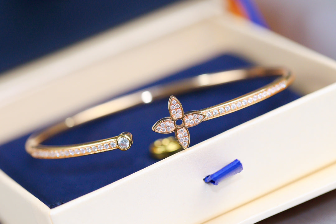 [Eternal Jewelry]IDYLLE PINK GOLD OPEN BRACELET DIAMOND PAVED