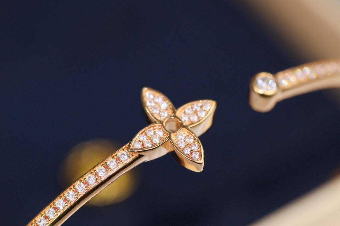 [Eternal Jewelry]IDYLLE PINK GOLD OPEN BRACELET DIAMOND PAVED