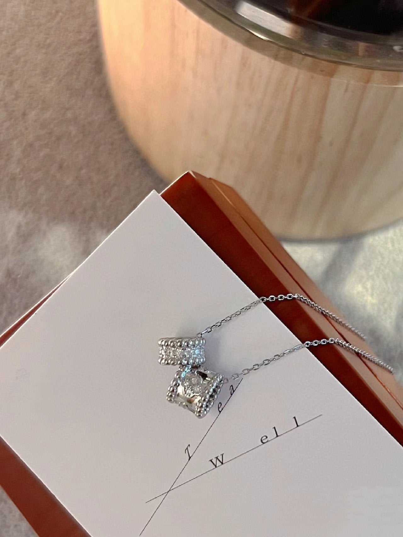 [Eternal Jewelry]PERLEE DOUBLE PENDANT SILVER DIAMOND NECKLACE