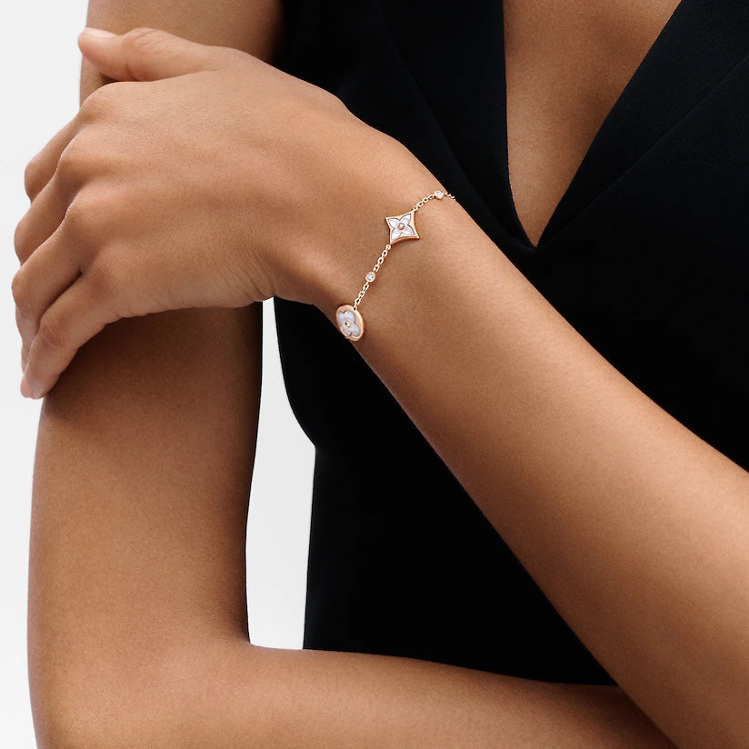 [Eternal Jewelry]STAR AND SUN 4 MOTIF WHITE MOP PINK GOLD BRACELET