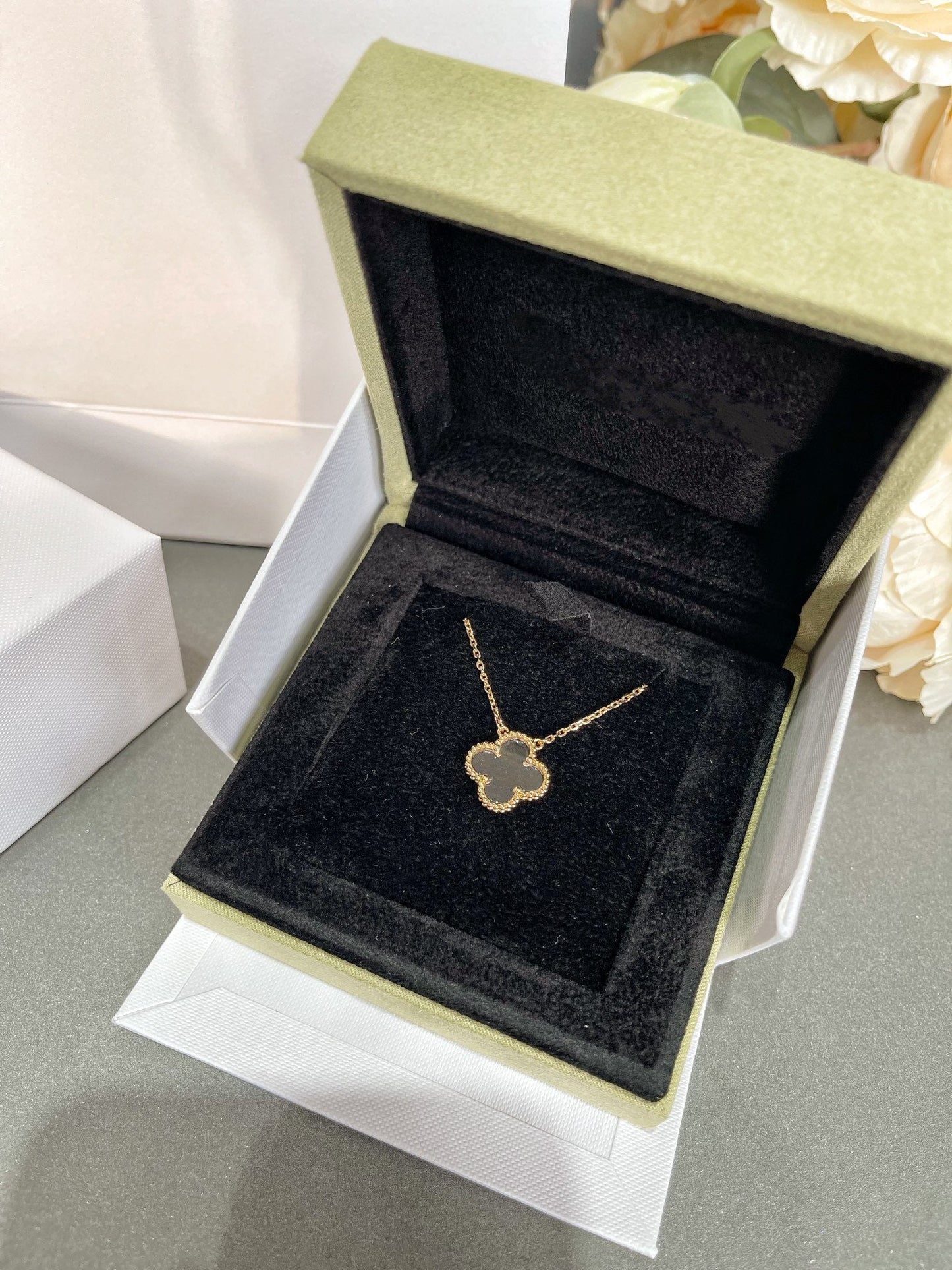 [Eternal Jewelry]CLOVER ROCK CRYSTAL ROSE GOLD NECKLACE