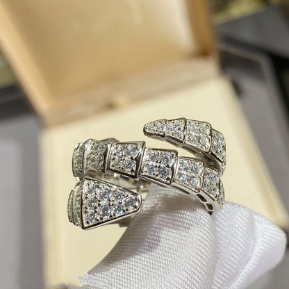 [Eternal Jewelry]SERPENTI DOUBLE RING SILVER DIAMOND PAVED