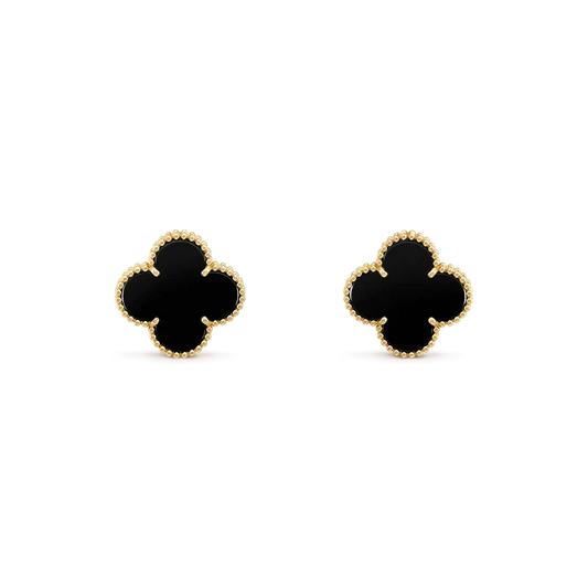 [Eternal Jewelry]CLOVER MEDIUM 1 MOTIFS  ONYX STUD EARRINGS