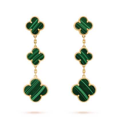 [Eternal Jewelry]CLOVER MALACHITE 3 MOTIFS GOLD