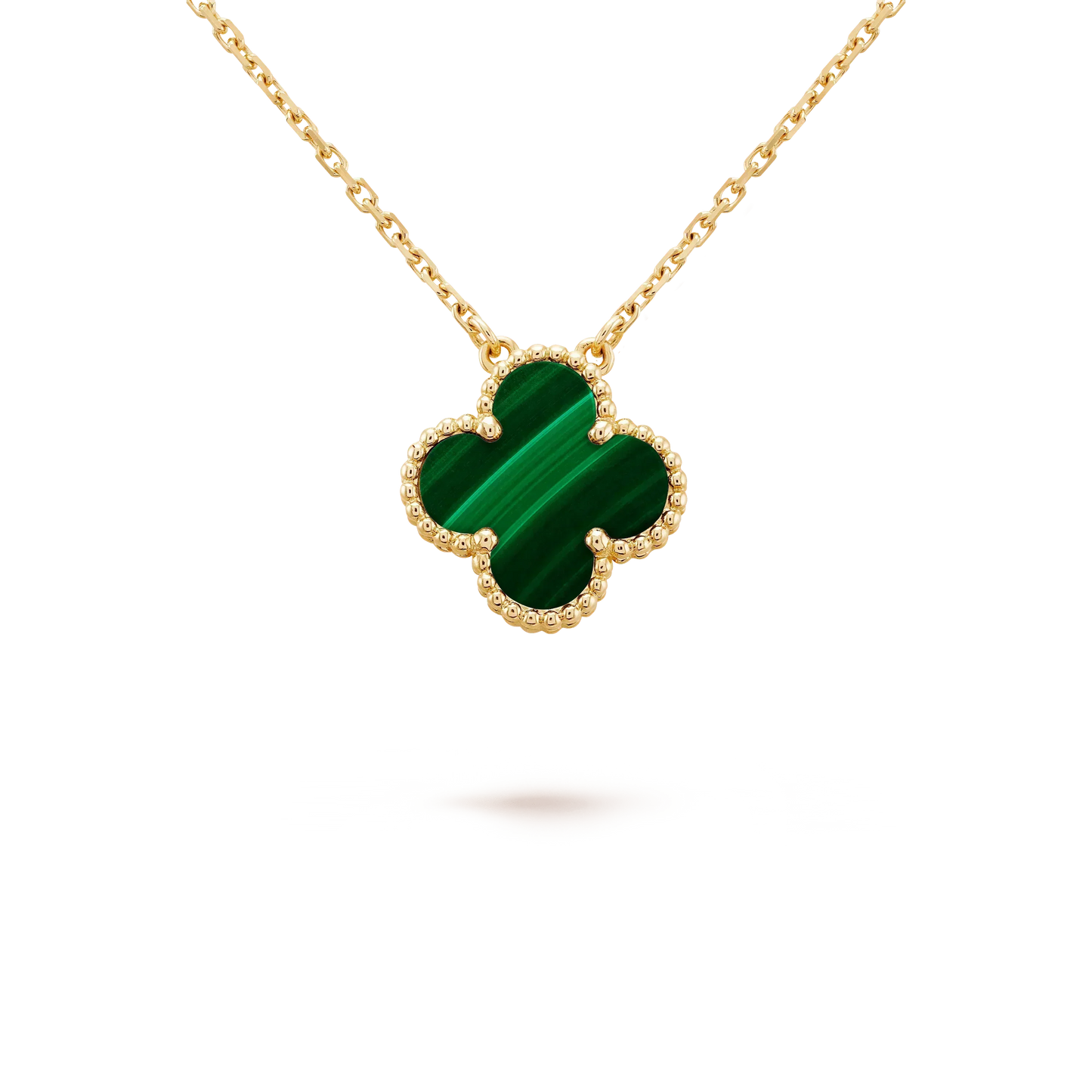 [Eternal Jewelry]CLOVER 15MM MALACHITE SINGLE FLOWER  NECKLACE