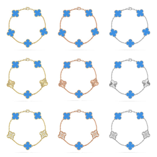 [Eternal Jewelry] CLOVER 5 MOTIF BLUE AGATE BRACELET COLLECTION