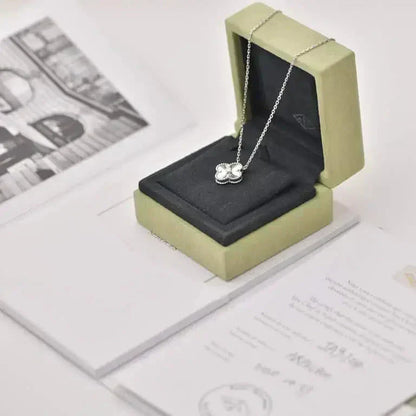 [Eternal Jewelry]CLOVER  15MM DIAMOND LASER NECKLACE SILVER