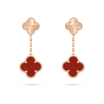[Eternal Jewelry]CLOVER 2 MOTIF  LASER CARNELIAN EARRINGS