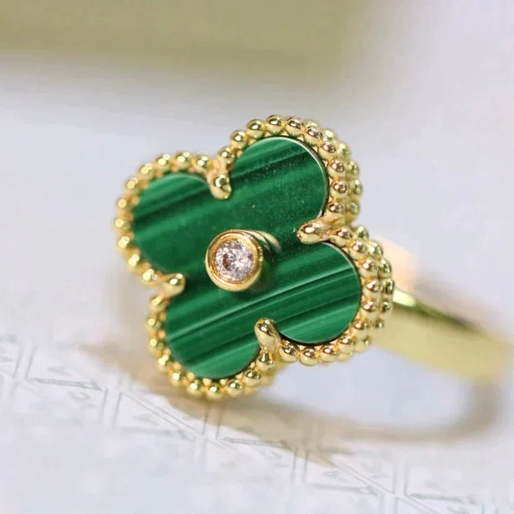 [Eternal Jewelry]CLOVER MALACHITE RING GOLD DIAMOND