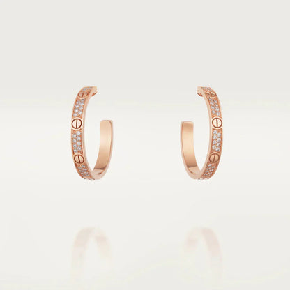 [Eternal Jewelry]LOVE DIAMOND PINK GOLD HOOP EARRINGS