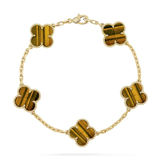 [Eternal Jewelry]CLOVER  5 MOTIFS TIGER EYE BRACELET