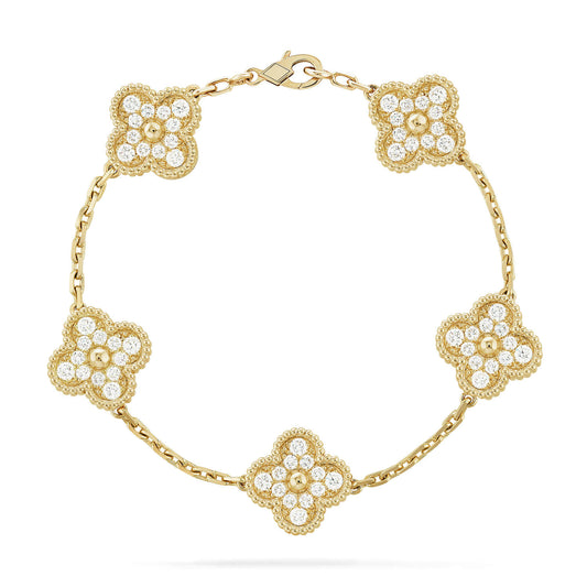 [Eternal Jewelry]CLOVER 5 MOTIFS  FULL DIAMOND BRACELET