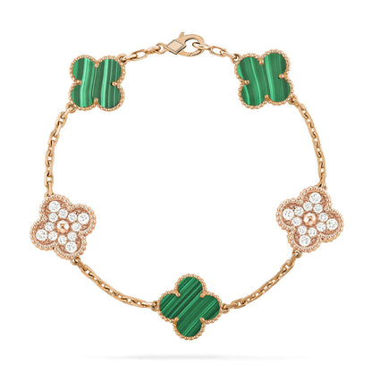 [Eternal Jewelry]CLOVER  5 MOTIF MALACHITE DIAMOND BRACELET