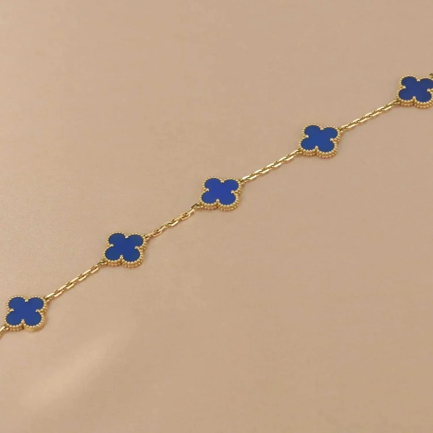 [Eternal Jewelry]CLOVER 5 MOTIFS BLUE AGATE BRACELET