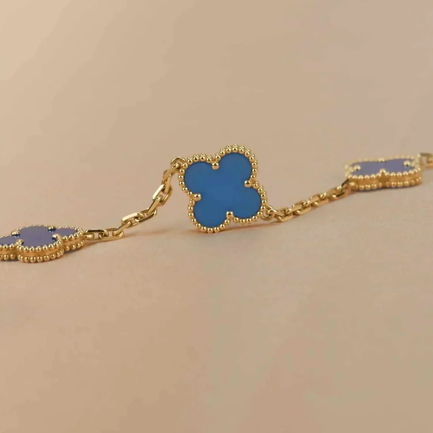 [Eternal Jewelry]CLOVER 5 MOTIFS BLUE AGATE BRACELET