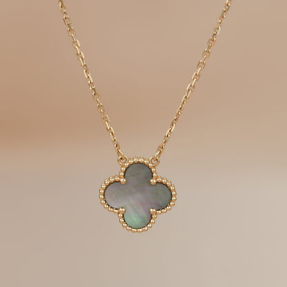 [Eternal Jewelry]CLOVER 15MM  GRAY MOTHER OF PEARL NECKLACE