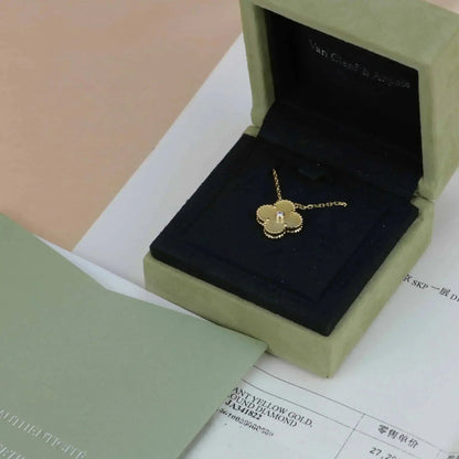 [Eternal Jewelry]CLOVER 15MM DIAMOND GOLD MOTHER OF PEARL NECKLACE