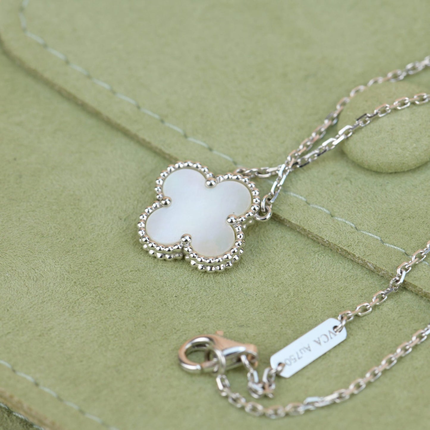 [Eternal Jewelry]CLOVER  15MM WHITE MOTHER-OF-PEARL SILVER
