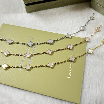 [Eternal Jewelry]CLOVER 6 MOTIF WHITE MOP BRACELET