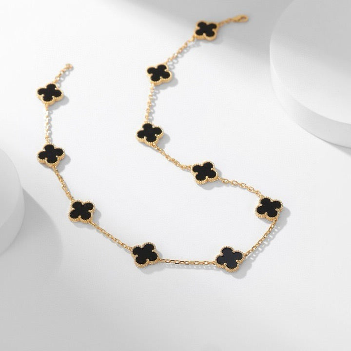 [Eternal Jewelry]CLOVER 10 MOTIFS ONYX NECKLACE