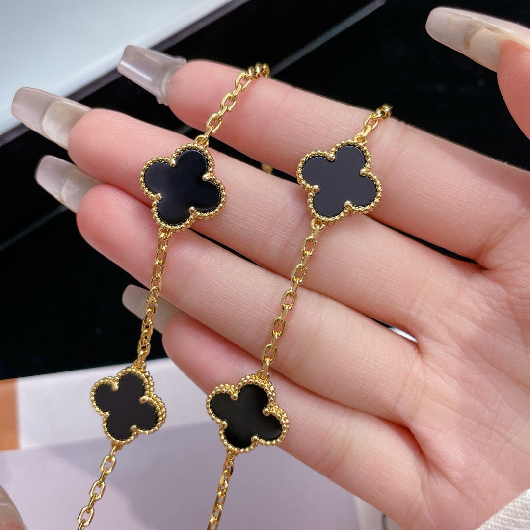 [Eternal Jewelry]CLOVER 10 MOTIFS ONYX NECKLACE