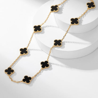 [Eternal Jewelry]CLOVER 10 MOTIFS ONYX NECKLACE