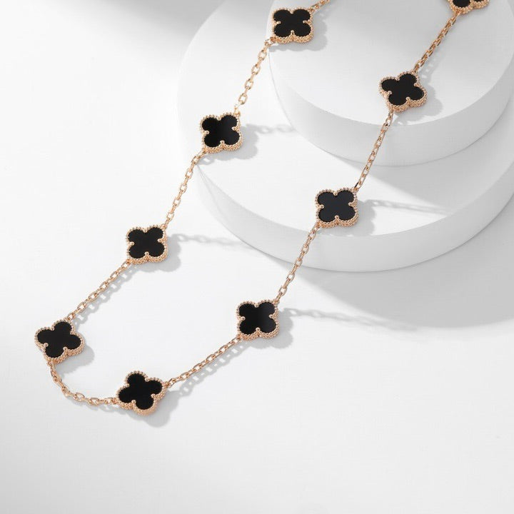 [Eternal Jewelry]CLOVER 10 MOTIFS ONYX NECKLACE