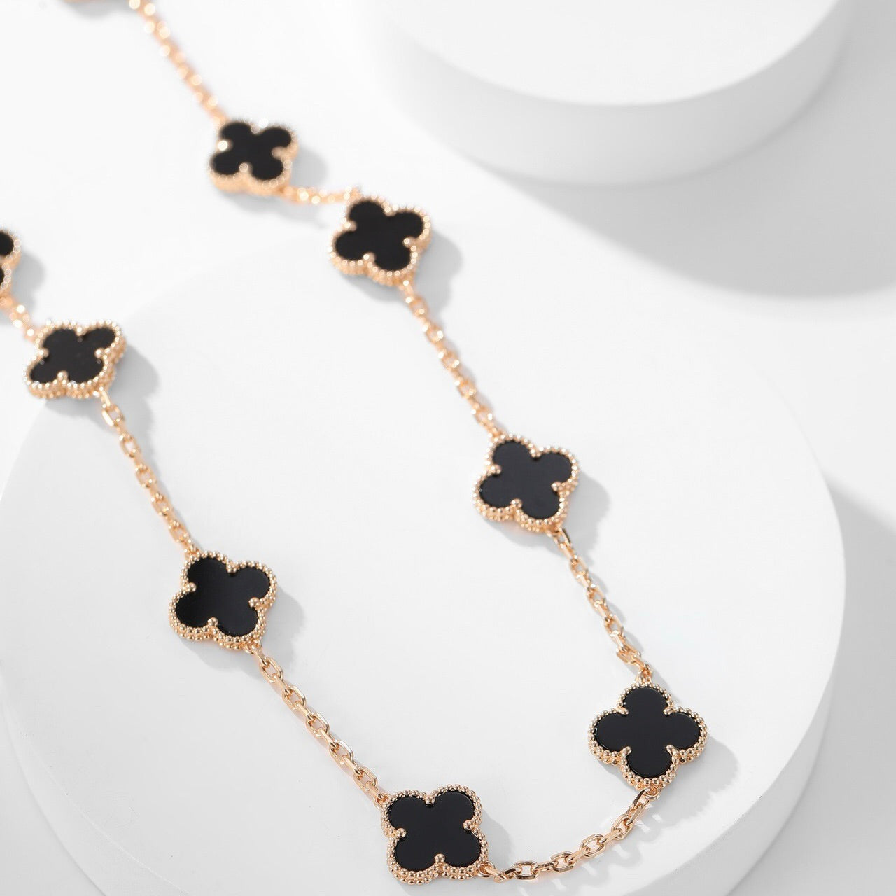 [Eternal Jewelry]CLOVER 10 MOTIFS ONYX NECKLACE