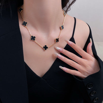 [Eternal Jewelry]CLOVER 10 MOTIFS ONYX NECKLACE