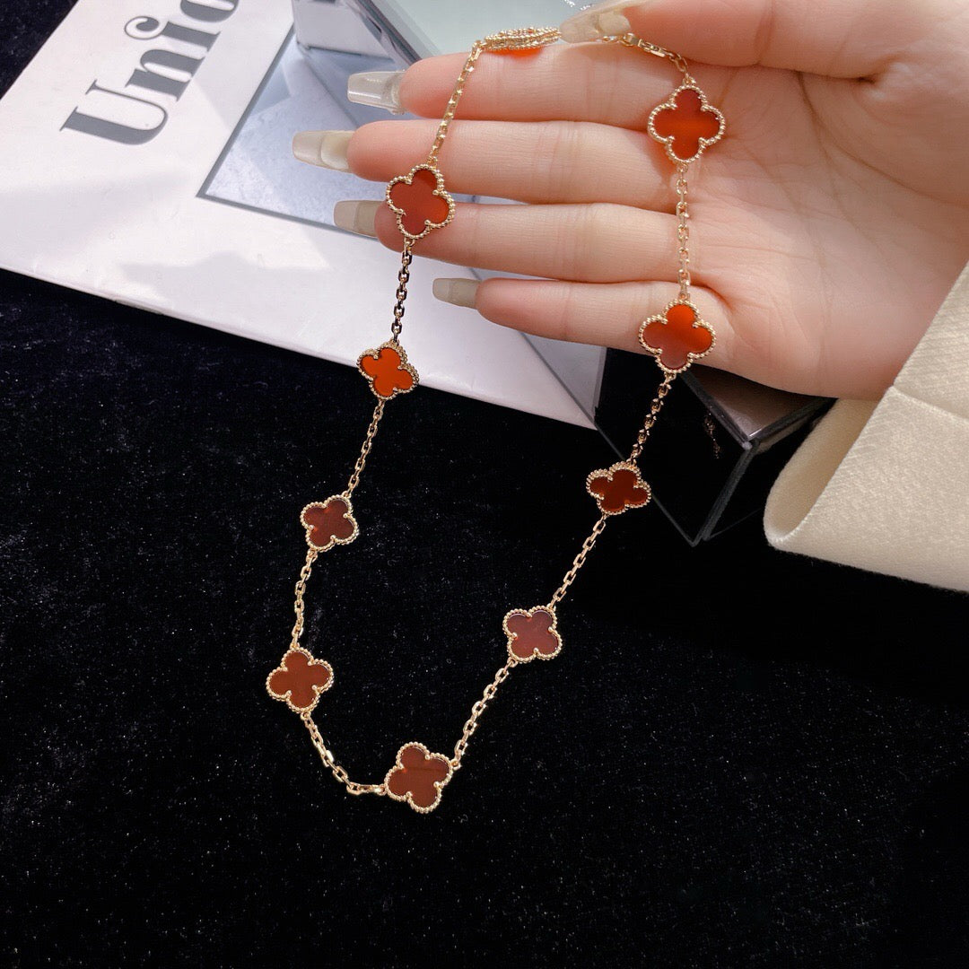 [Eternal Jewelry]CLOVER 10 MOTIFS CARNELIAN NECKLACE