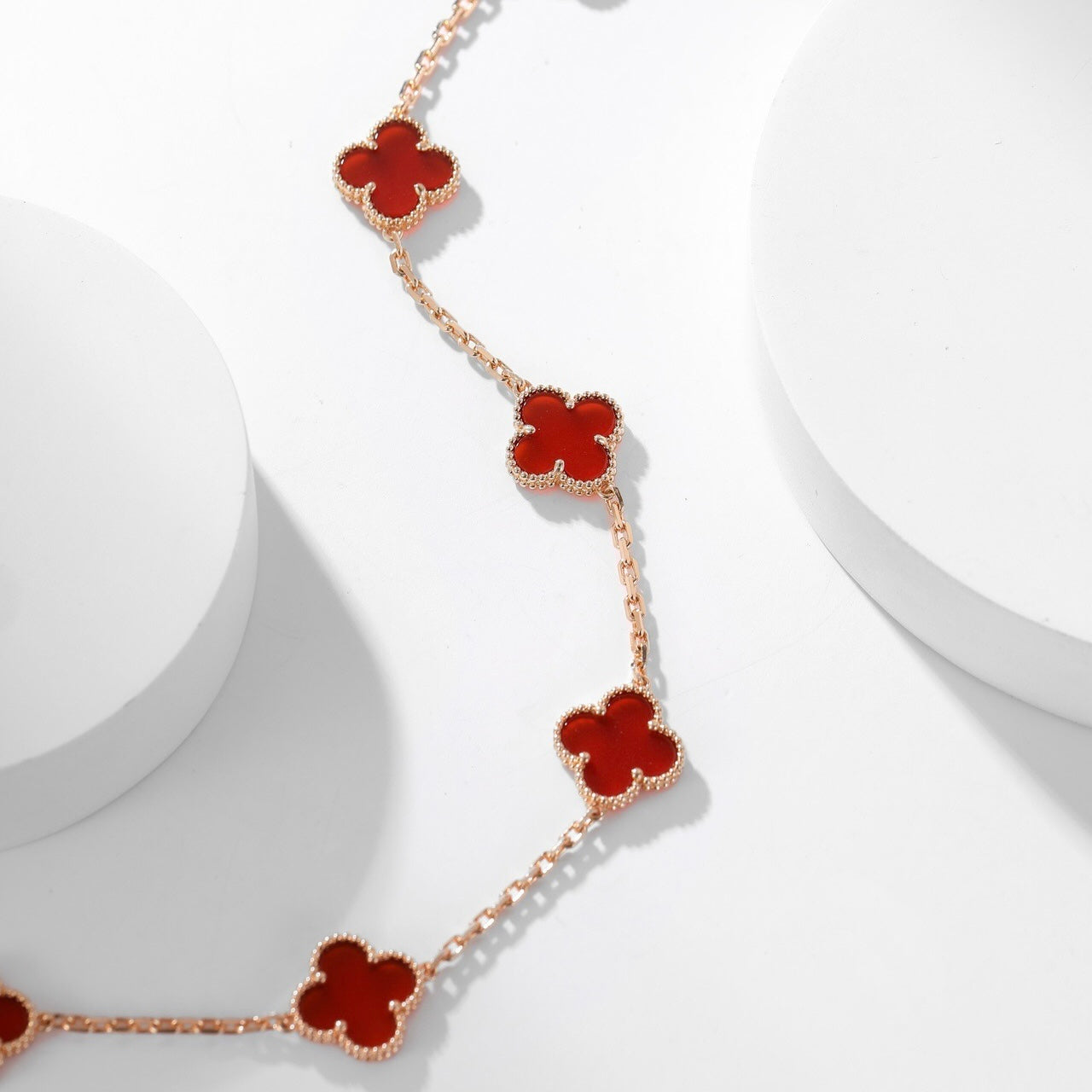 [Eternal Jewelry]CLOVER 10 MOTIFS CARNELIAN NECKLACE