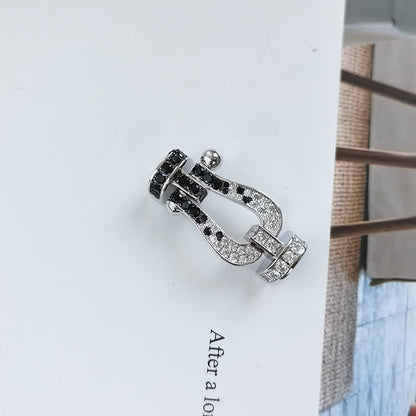 [Eternal Jewelry]FORCE LARGE HORSESHOE BLACK WHITE DIAMOND BRACELET SILVER