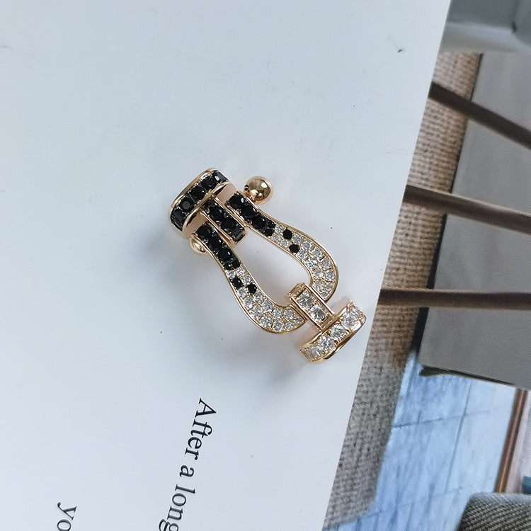 [Eternal Jewelry]FORCE LARGE HORSESHOE BLACK WHITE DIAMOND BRACELET ROSE GOLD