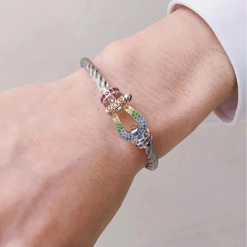 [Eternal Jewelry]FORC LARGE HORSESHOE  COLORED DIAMOND BRACELET SILVER