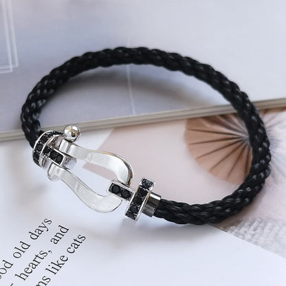 [Eternal Jewelry]FORCE LARGE HORSESHOE BLACK DIAMOND BRACELET SILVER