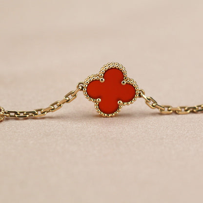 [Eternal Jewelry]CLOVER 5 MOTIFS RED AGATE  BRACELET