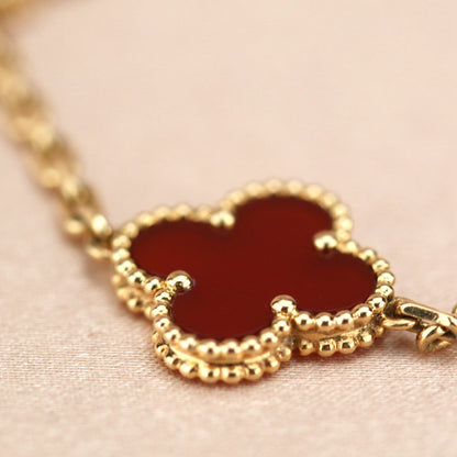 [Eternal Jewelry]CLOVER 5 MOTIFS RED AGATE  BRACELET