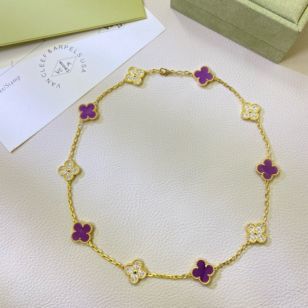 [Eternal Jewelry]CLOVER 10 MOTIFS  PURPLE VIOLET DIAMOND NECKLACE