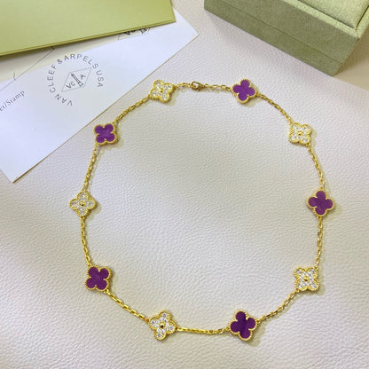 [Eternal Jewelry]CLOVER 10 MOTIFS  PURPLE VIOLET DIAMOND NECKLACE