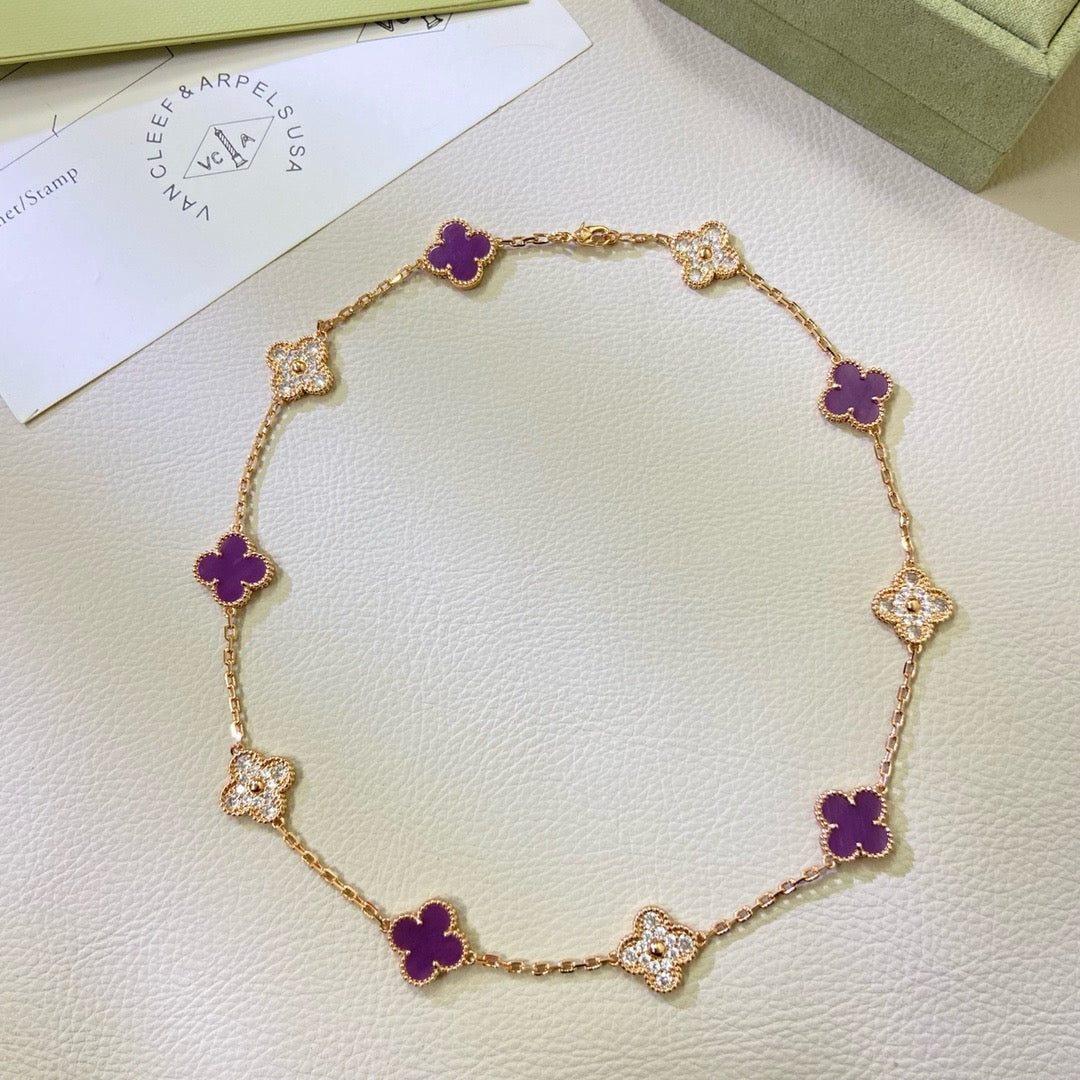 [Eternal Jewelry]CLOVER 10 MOTIFS  PURPLE VIOLET DIAMOND NECKLACE