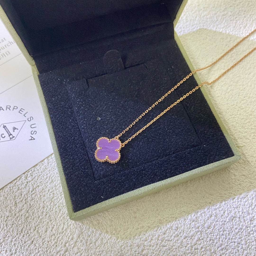 [Eternal Jewelry]CLOVER 15MM  PURPLE VIOLET NECKLACE