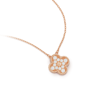 [Eternal Jewelry]CLOVER 15MM DIAMOND SINGLE FLOWER NECKLACE