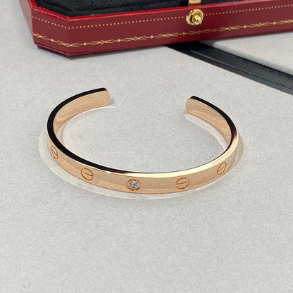 [Eternal Jewelry]LOVE BRACELET 6.1MM 1 DIAMOND OPEN CUFF