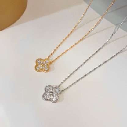 [Eternal Jewelry]CLOVER 15MM DIAMOND SINGLE FLOWER NECKLACE